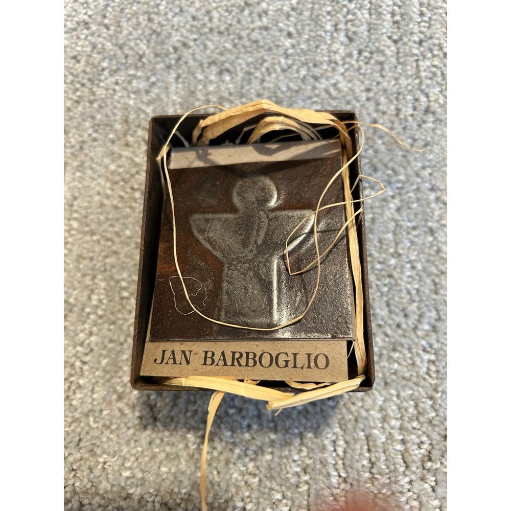 Jan Barboglio Iron Angel Charm Ornament Rustic Hand Forged Metal Decor in Box